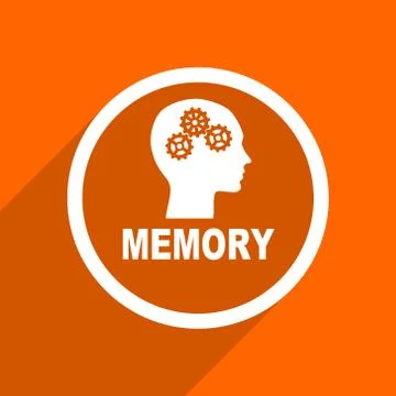 Memory icon. Orange flat button. Web and mobile app design illustration イラスト素材