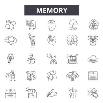 Memory line icons, signs, vector set, linear concept, outline illustration 스톡 일러스트