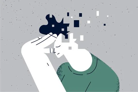 Memory loss and dementia, brain damage concept Stock Illustration