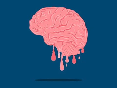 Memory loss. brain dissolves into water. vector Illustrazione stock