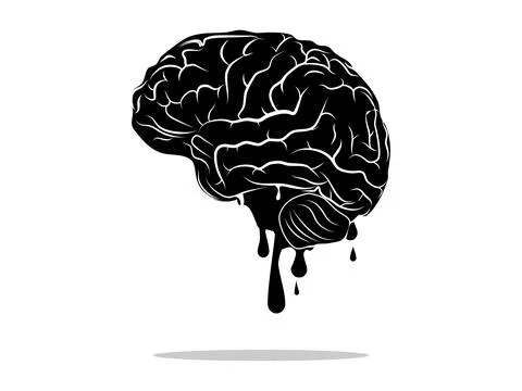 Memory loss. brain dissolves into water icon. vector Stock Illustration
