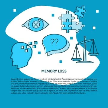 Memory loss concept banner template in line style 스톡 일러스트