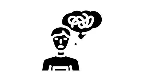 Memory loss confusion disease symptom glyph icon animation Stock Footage 326737016