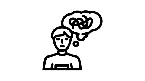 Memory loss confusion disease symptom line icon animation Stock Footage 326752797
