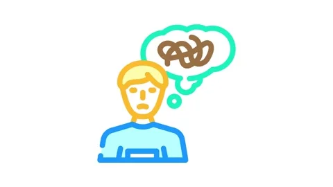 Memory loss confusion disease symptom color icon animation Stock Footage 327260719
