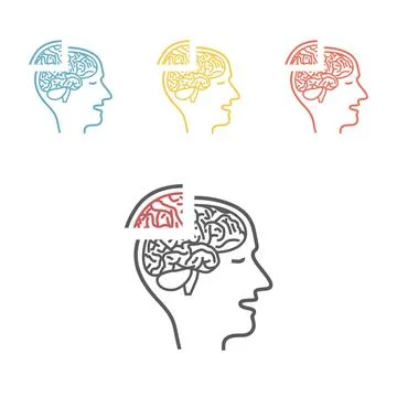 Memory loss line icon 스톡 일러스트
