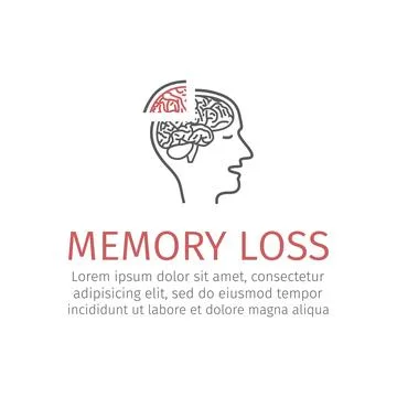 Memory loss line icon 스톡 일러스트