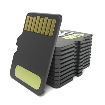 Memory micro sd card stack. 3D Stock Illustration