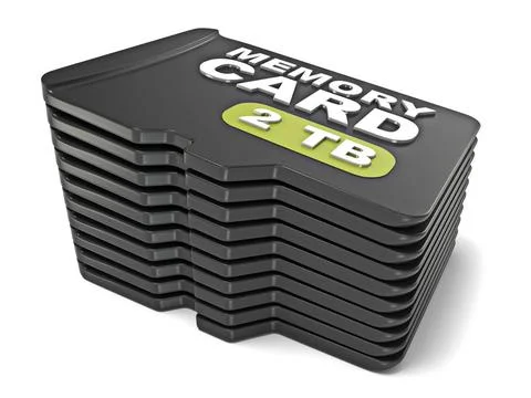 Memory micro SD card stack. 3D Memory micro SD card stack. 3D render illus... Foto stock