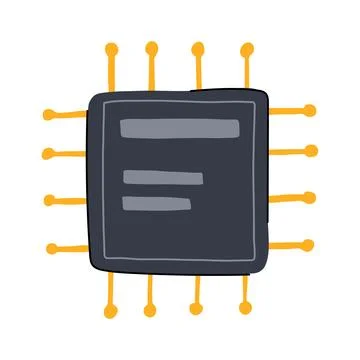 Memory microchip cartoon vector illustration Stock Illustration