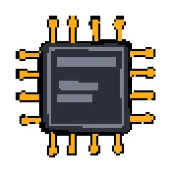 Memory microchip pixel art vector illustration Ilustración de archivo