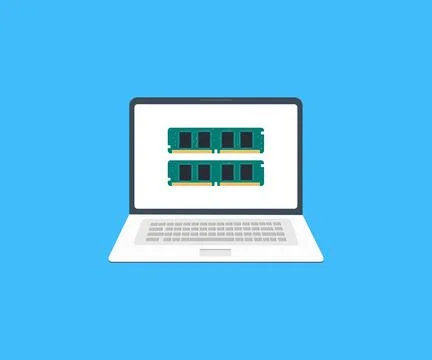 Memory module ddr4 ram installation in laptop logo design. Stock Illustration