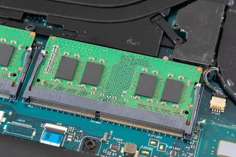 Memory module in a laptop computer Stock Photos