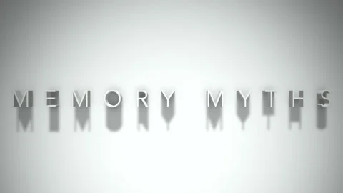 Memory myths 3D title animation with shadows on a white background Stock Footage 297905975
