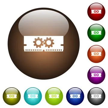 Memory optimization color glass buttons Illustrazione stock