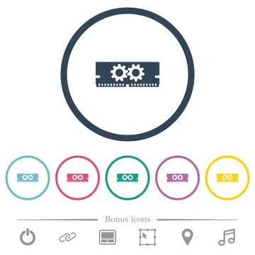 Memory optimization flat color icons in round outlines Illustrazione stock
