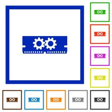 Memory optimization framed flat icons Stock Illustration