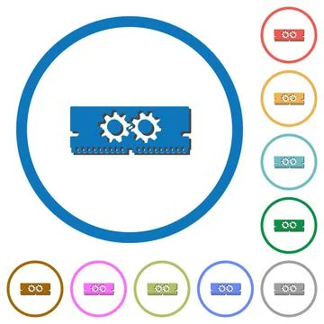 Memory optimization icons with shadows and outlines Stock Illustration