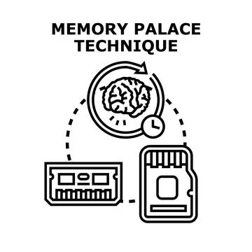 Memory palace technique learning and data retention Illustrazione stock
