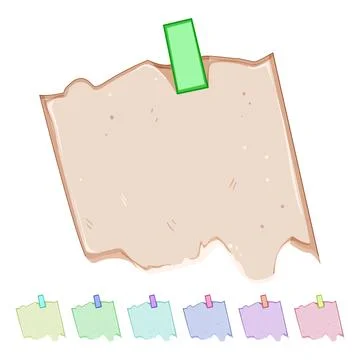 Memory pinned torn paper notes cartoon vector graphic Stock Illustration