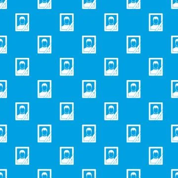 Memory portrait pattern seamless blue Stock Illustration