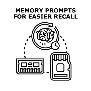 Memory prompts for easier recall concept illustration Stock Illustration