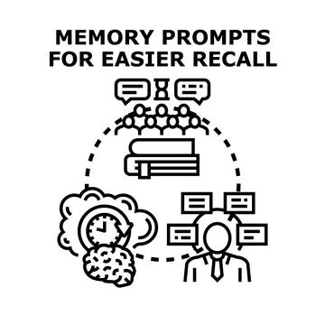 Memory prompts for easier recall conceptualizing information retention Illustrazione stock