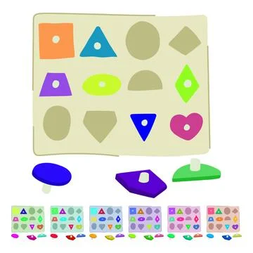 Memory puzzles toy vector cartoon graphic Stock Illustration