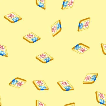 Memory quantum technology isometric icon seamless pattern イラスト素材