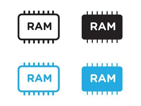 Memory, ram icon black and white vector outline sign イラスト素材