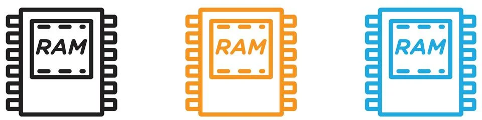 Memory ram vector logo set collection for web app ui Stock Illustration