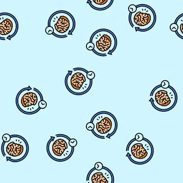 Memory recall neuroscience neurology vector seamless pattern 库存插图