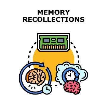 Memory recollection process and human digital information Stock Illustration