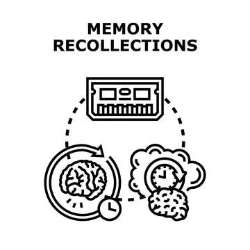 Memory recollection process and human digital information Stock Illustration
