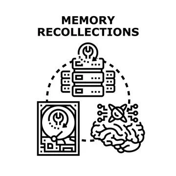 Memory recollection process restoring digital information concept 스톡 일러스트