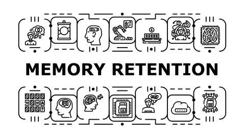 Memory retention banner icon vector illustration Stock Illustration