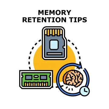 Memory retention tips for brain and digital storage Stock Illustration