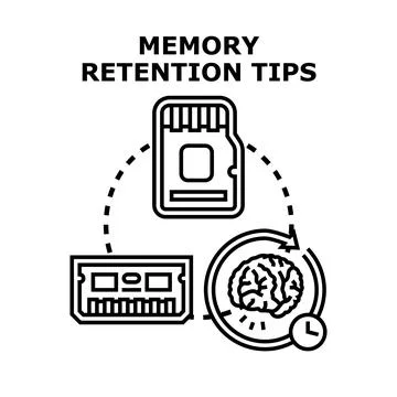 Memory retention tips for brain and digital storage Stock Illustration