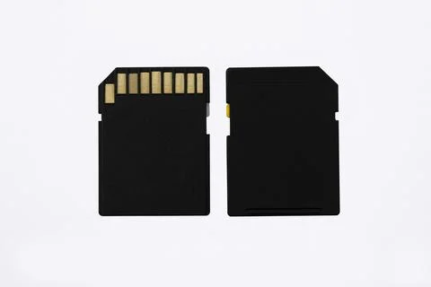 Memory SD cards on white background with clipping. Stock Photos