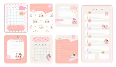 Memory sticker. Memo stick for write notes, notepad pages set. Sticky organizing Stock Illustration