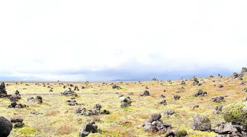 Memory stone in icelandic lava desert, dolly frontal Stock Footage 56513953