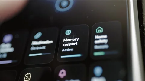 Memory support tile activates within care status grid Stock Footage 346032809