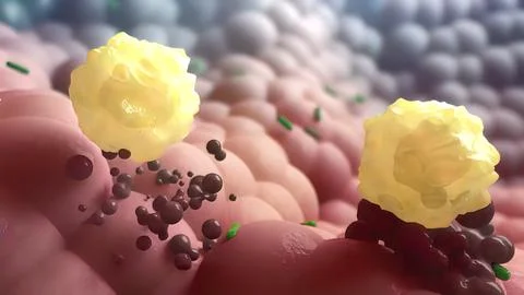 Memory T cell destroys infected cells Stock Illustration