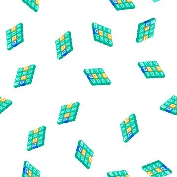 Memory training isometric icon seamless pattern color 스톡 일러스트