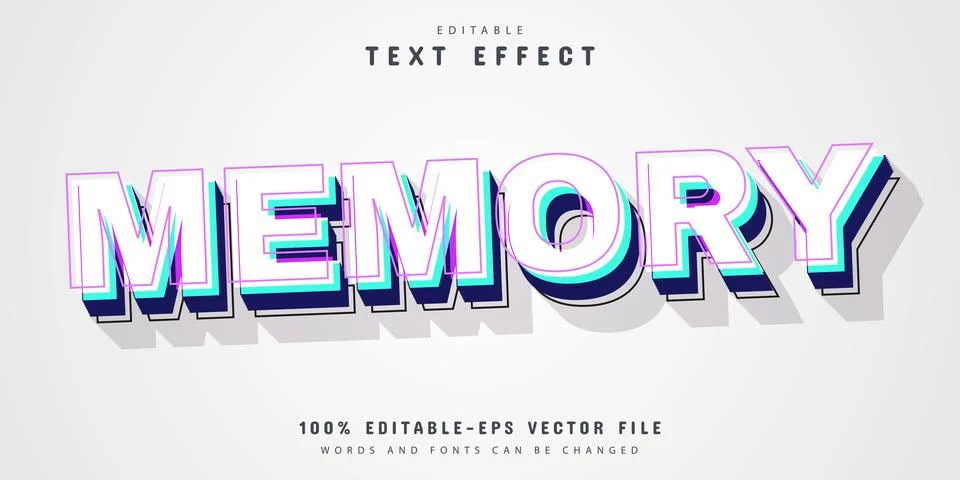 Memory white 3d style text effect Stock Illustration