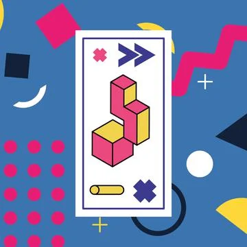 Memphis background blue Stock Illustration