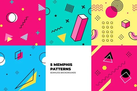Memphis Background Set Stock Illustration