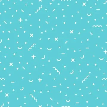 Memphis blue pattern Minimal geometric background Stock Illustration
