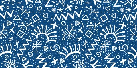 Memphis blue pattern Minimal geometric background Stock Illustration