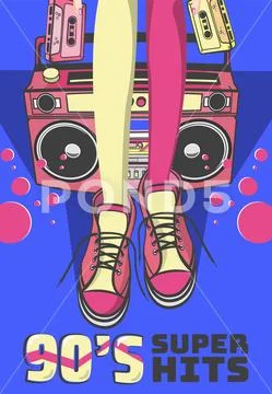Memphis cards retro illustrations. banners in 90s style. graphic and printed Stock Illustration